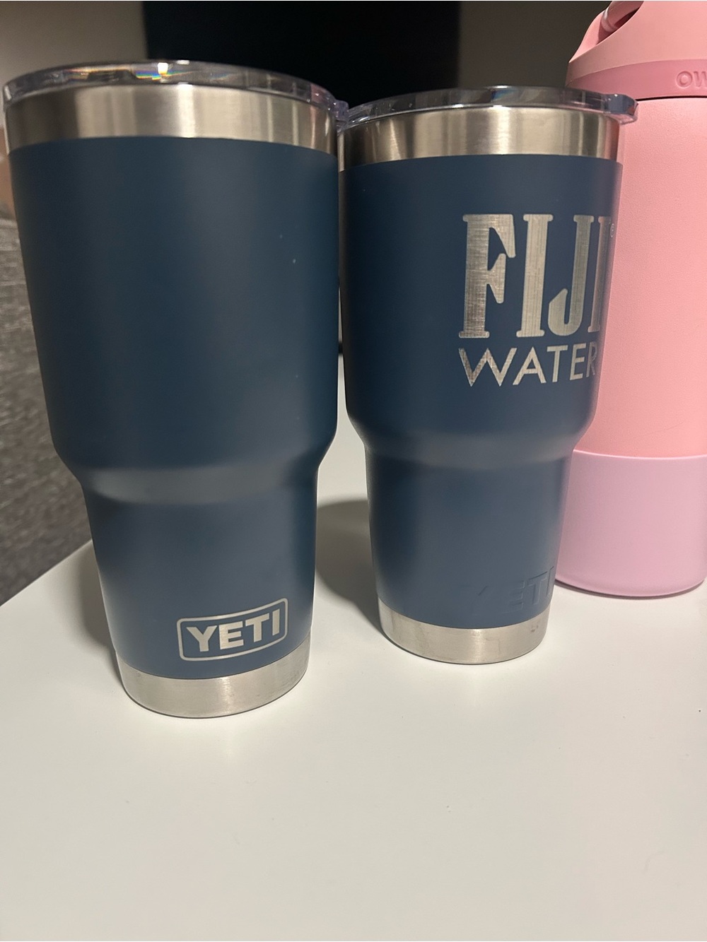 Yeti Navy Blue Insulated Tumbler Pair with Clear Lids